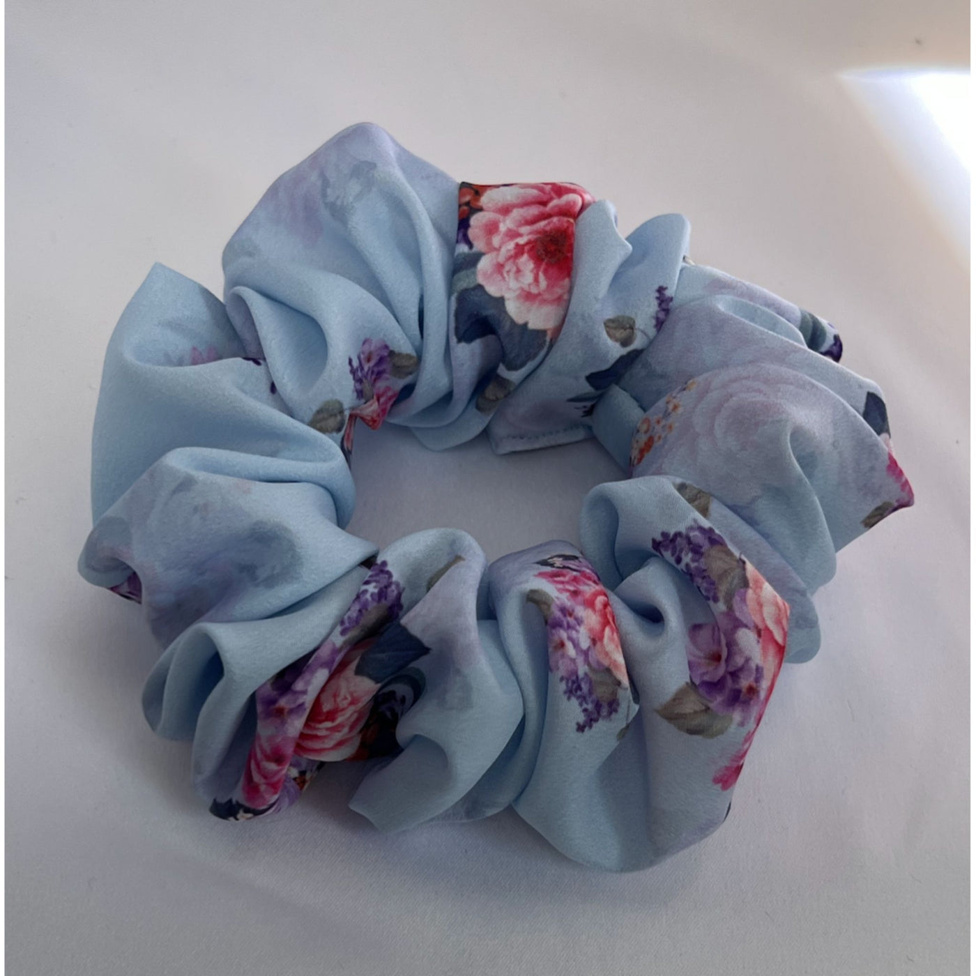 Bluebird floral crepe de chine Scrunchie