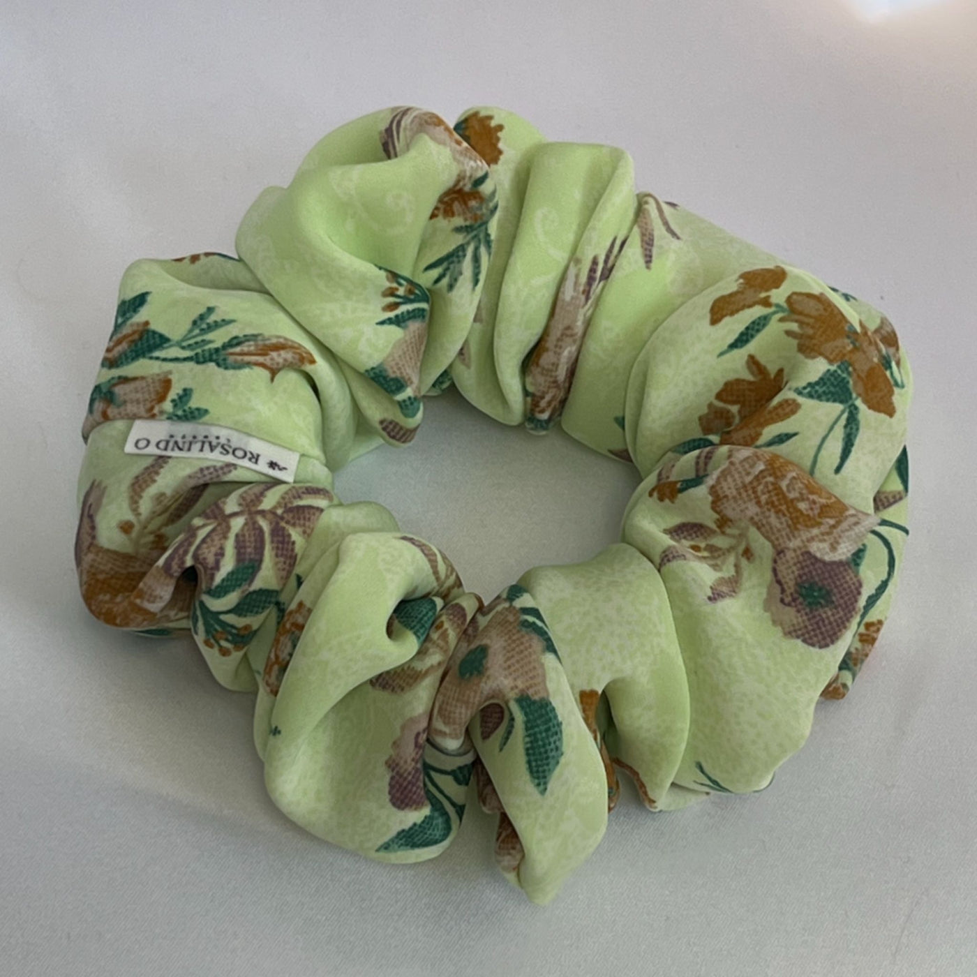 Apple Green Crepe de chine scrunchie