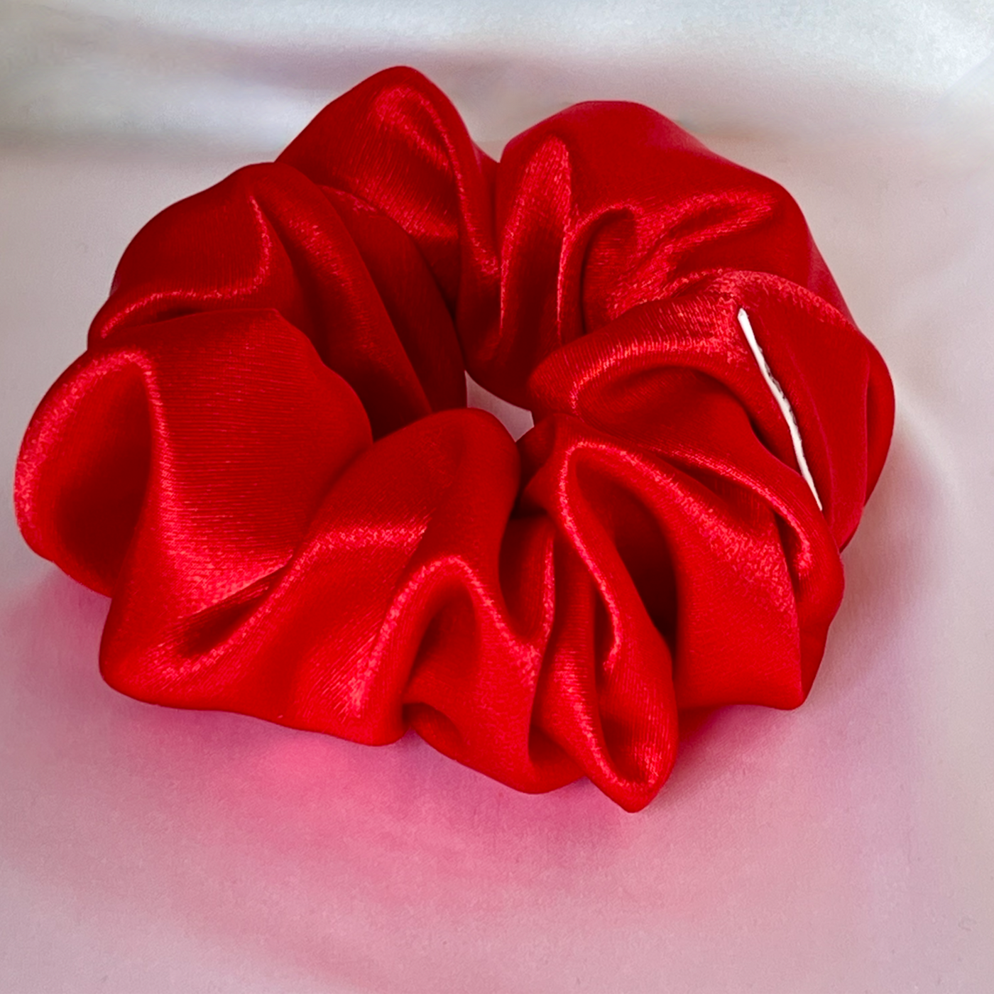 Cherry red satin scrunchie