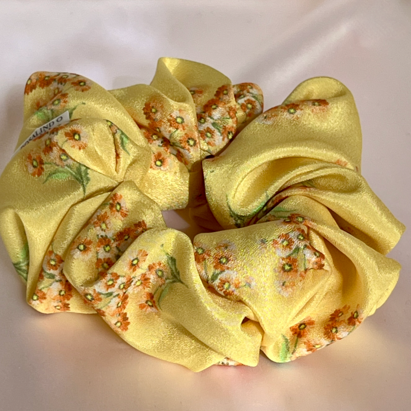 Mimosa yellow satin scrunchie