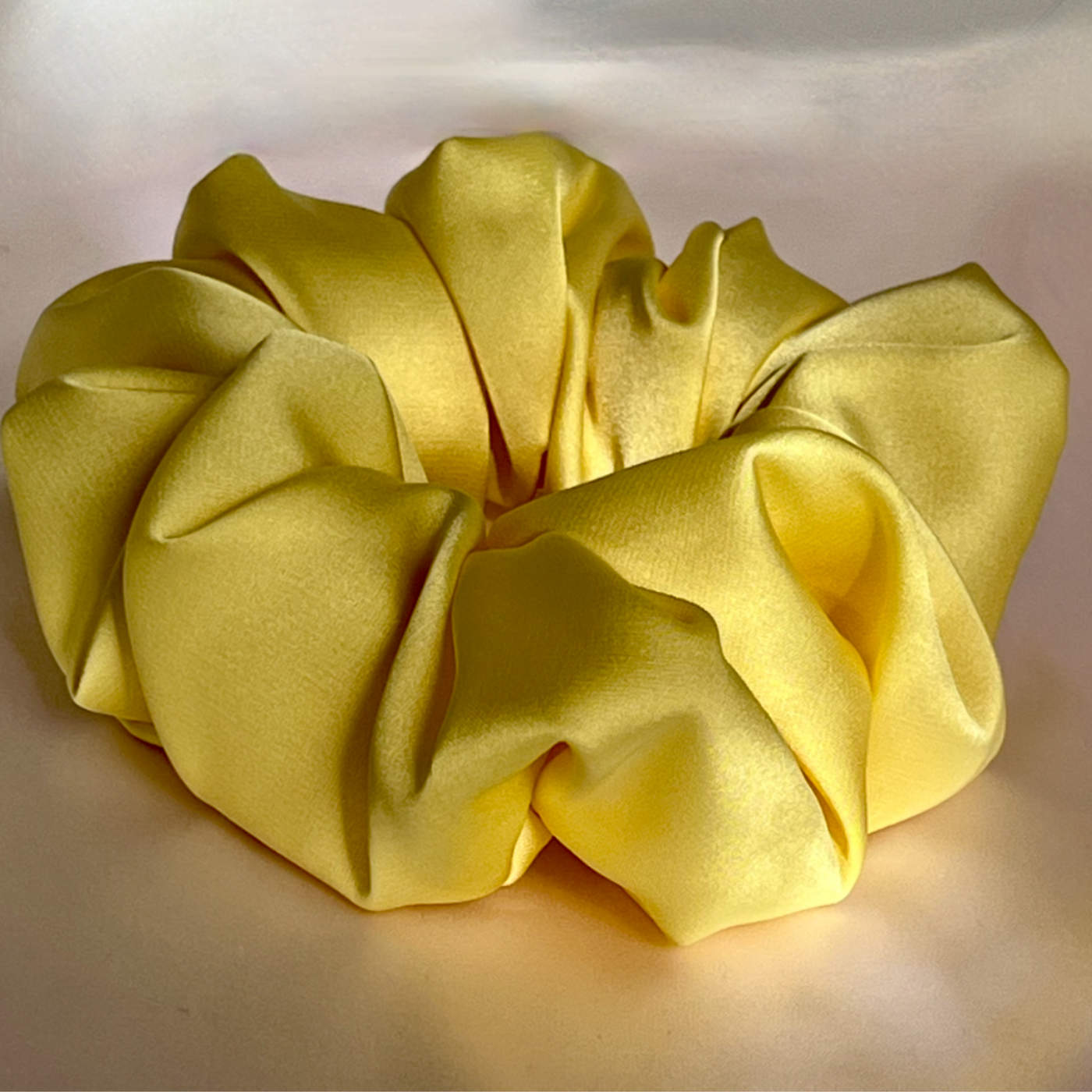 Saffron yellow satin summer scrunchie