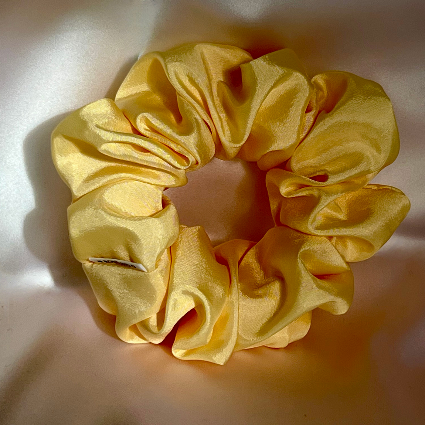 Buttercup yellow taffeta scrunchie