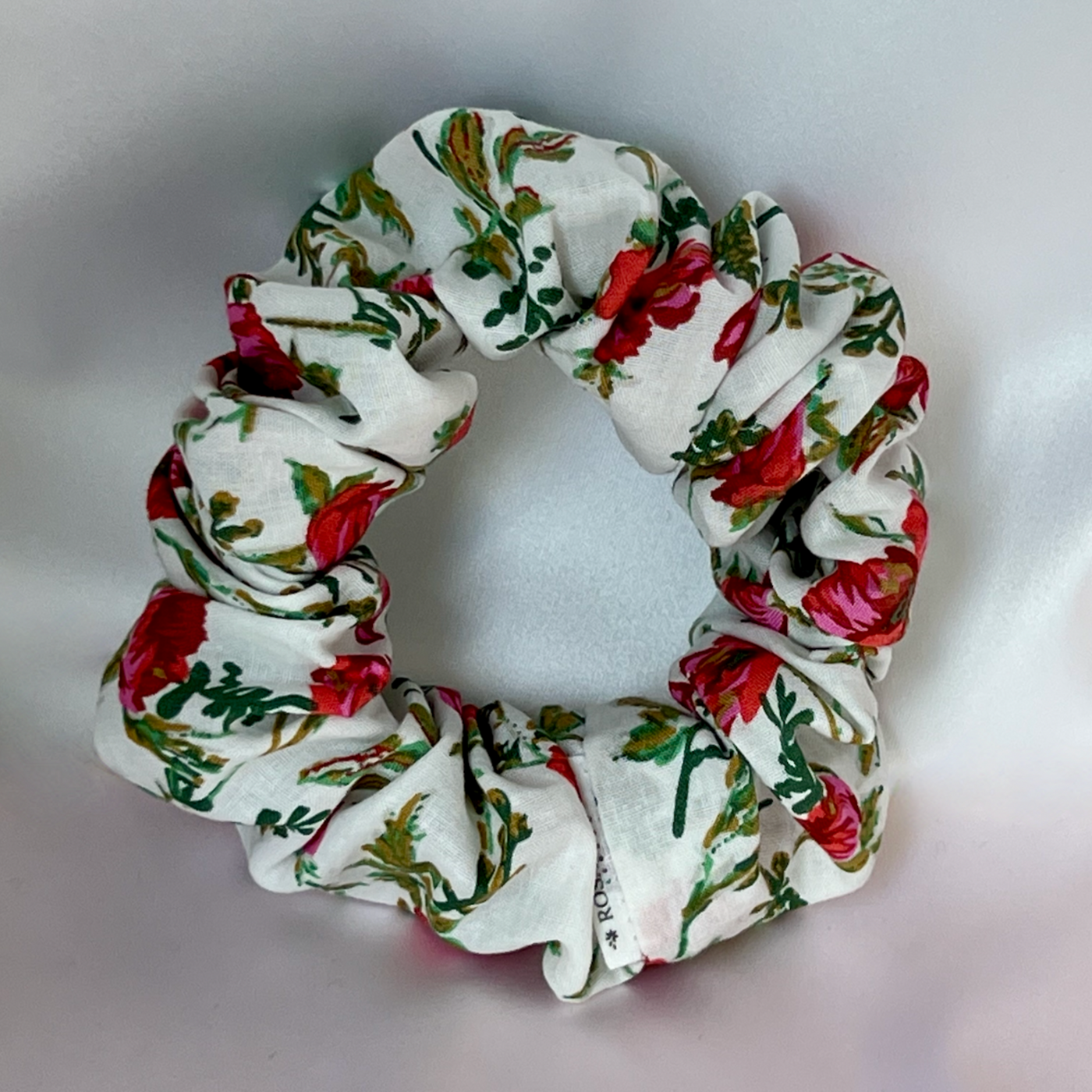 Red roses cotton floral scrunchie