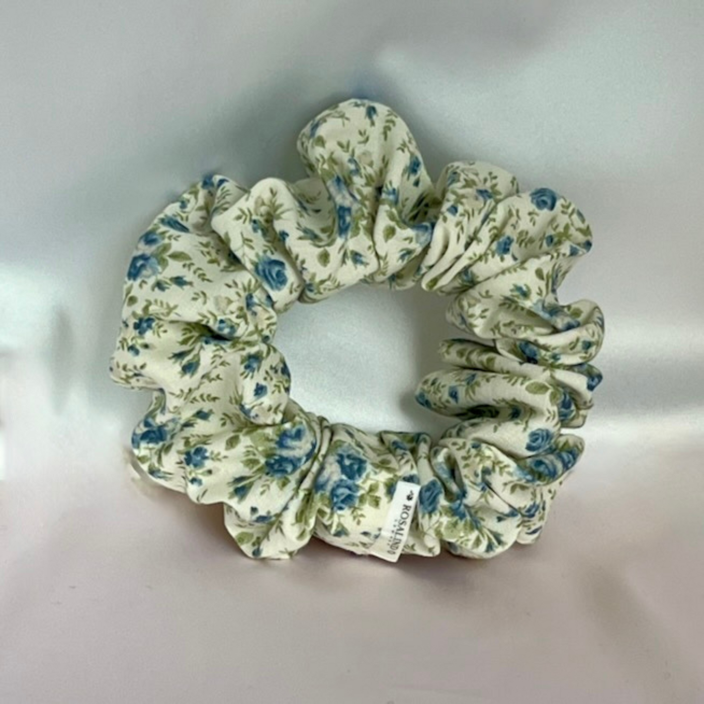 Bluegreen floral cotton scrunchie